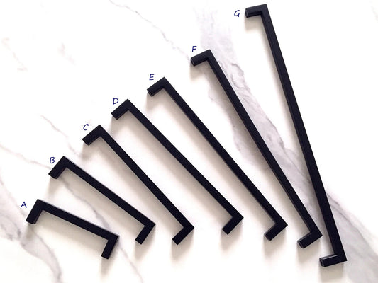 Black Slim Square Drawer Bar Pulls, Minimalist Wardrobe Handles, Kitchen Cabinet Hardware