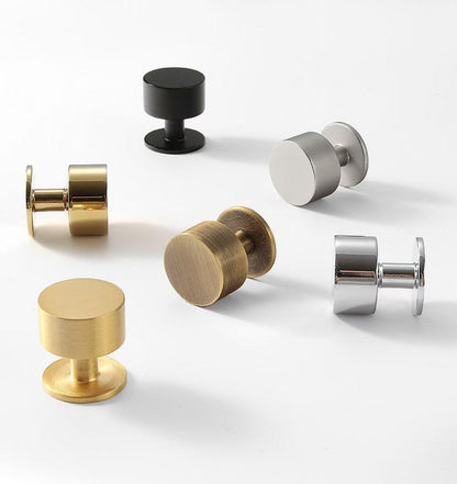 Brass Round Cabinet Knobs with Wide Base - 6 Finishes