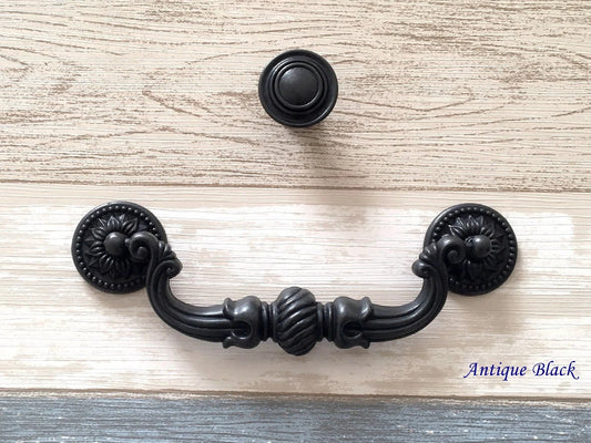 5.75" Vintage Style Bail Drawer Pull Handle Antique Bronze Black Drop Swing