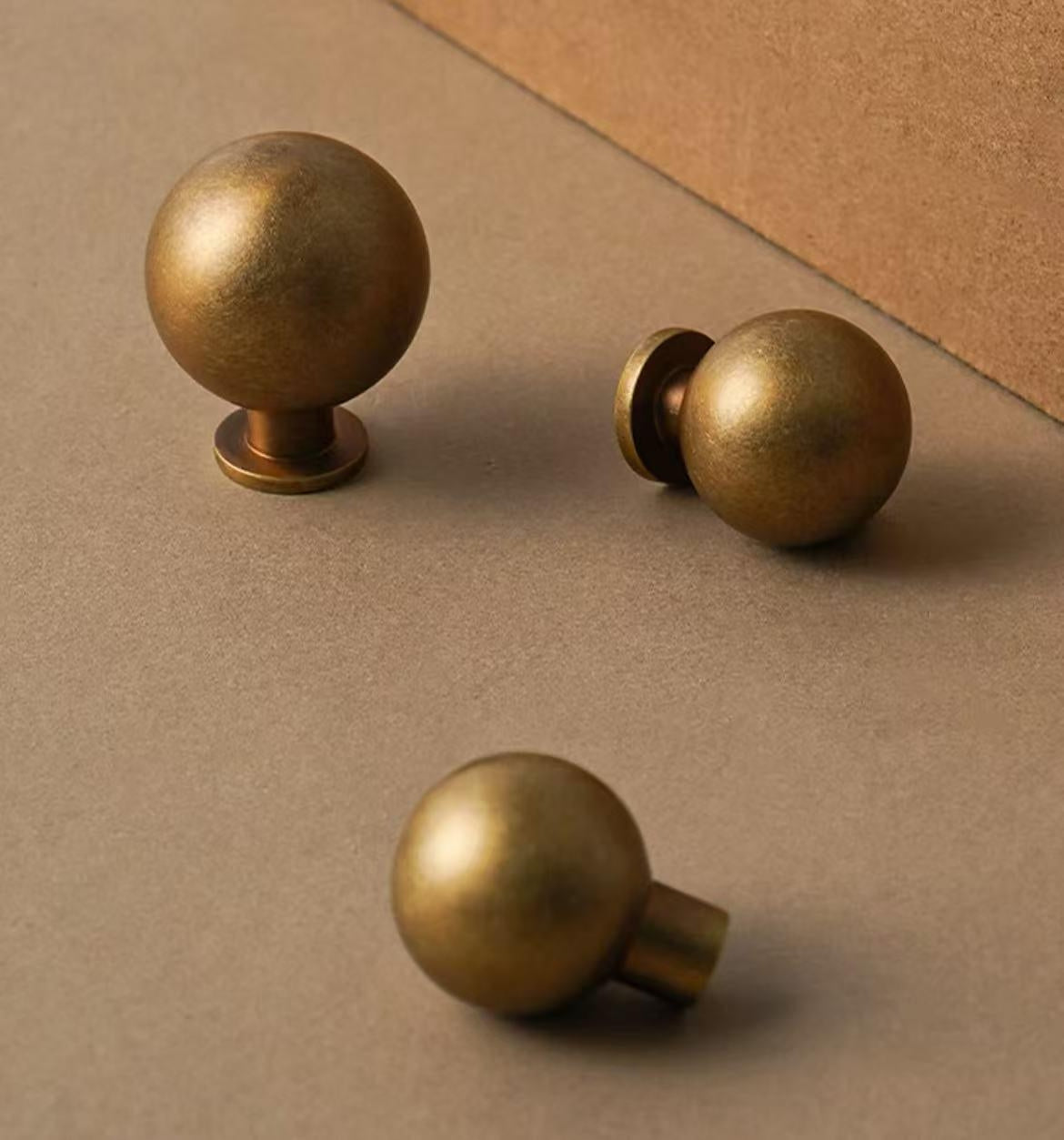 Warm Antique Brass Globed Cabinet Knobs - Vintage Look