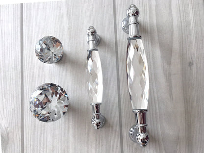 3.75" 5" Crystal Drawer Pull, Glass Cabinet Pulls, Modern Cupboard Handles