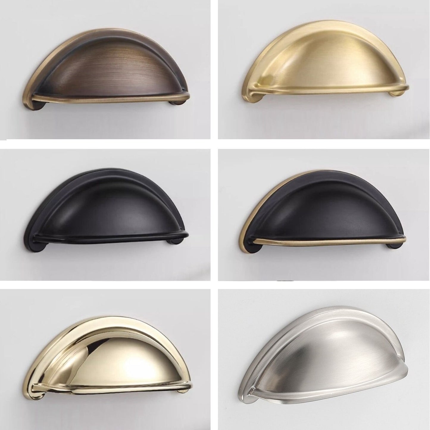 3" Brass Cup Drawer Pull - 8 Finishes | Modern Cabinet Hardware