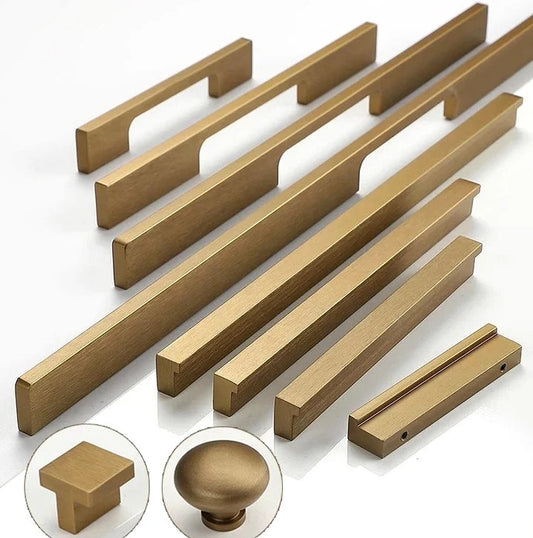 Mid Century Drawer Pulls, Cabinet Handles, Alumimum, Brushed Antique Gold Bronze