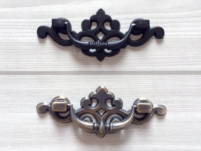 3.25" C-C Georgian Swing Bail Dresser Drawer Pull, Black Antique Bronze Gold