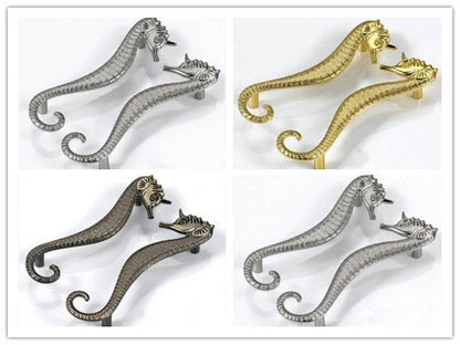 3.75" Pair of Seahorse Cabinet Door Handles - Nautical Drawer Pulls - LynnsHardware