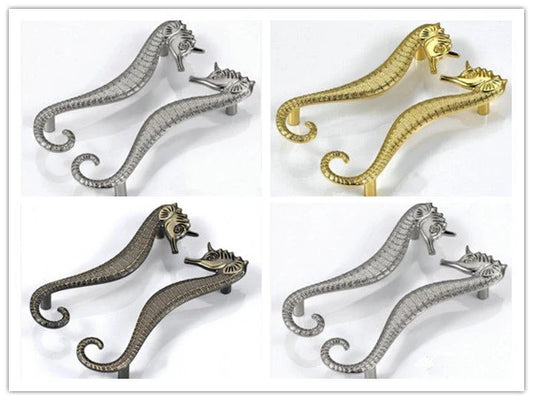 3.75" Pair of Seahorse Cabinet Door Handles - Nautical Drawer Pulls - LynnsHardware