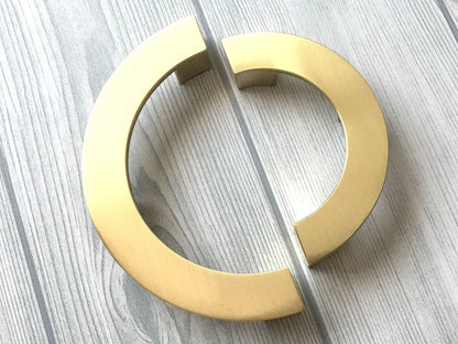 Half Circle Cabinet Handles, MCM Drawer Pulls 3.75" 5" Centers, Gold Nickel Black Bronze