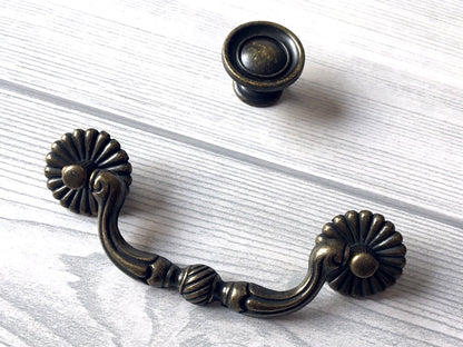 3.5" Antique Bronze Drawer Pulls Rustic Drop Handles Vintage Style