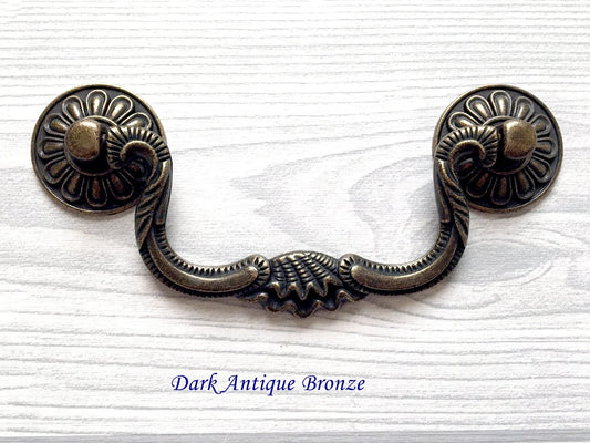 4" Rustic Dresser Pulls Drawer Pull Handles Drop Bail Pulls Antique Bronze