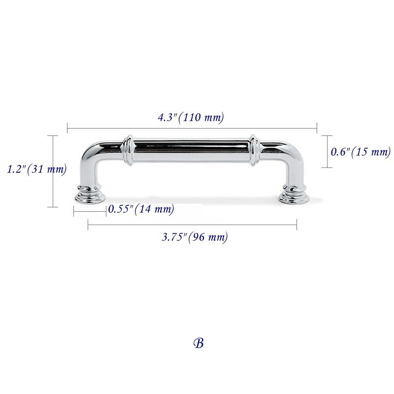 3.75" 5" Polished Chrome Brass Cabinet Handles - Modern Kitchen Hardware - LynnsHardware