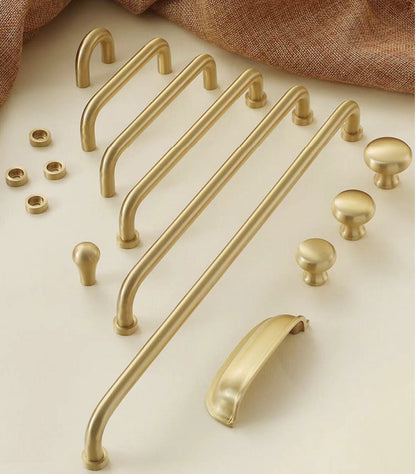Brushed Brass D Cabinet Pulls, Cup Handles, Kitchen Hardware