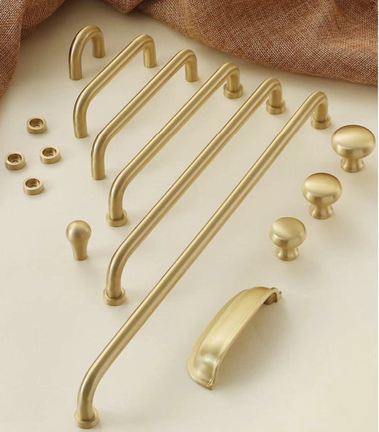 Brushed Brass D Cabinet Pulls, Cup Handles, Kitchen Hardware