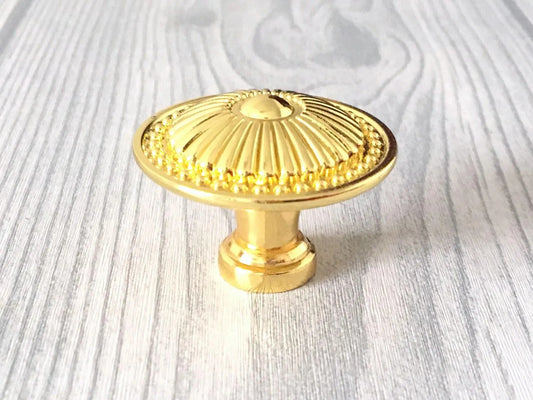 2.5" 3.75" Ornate Polished Gold Leafy Drawer Pull - French Provincial