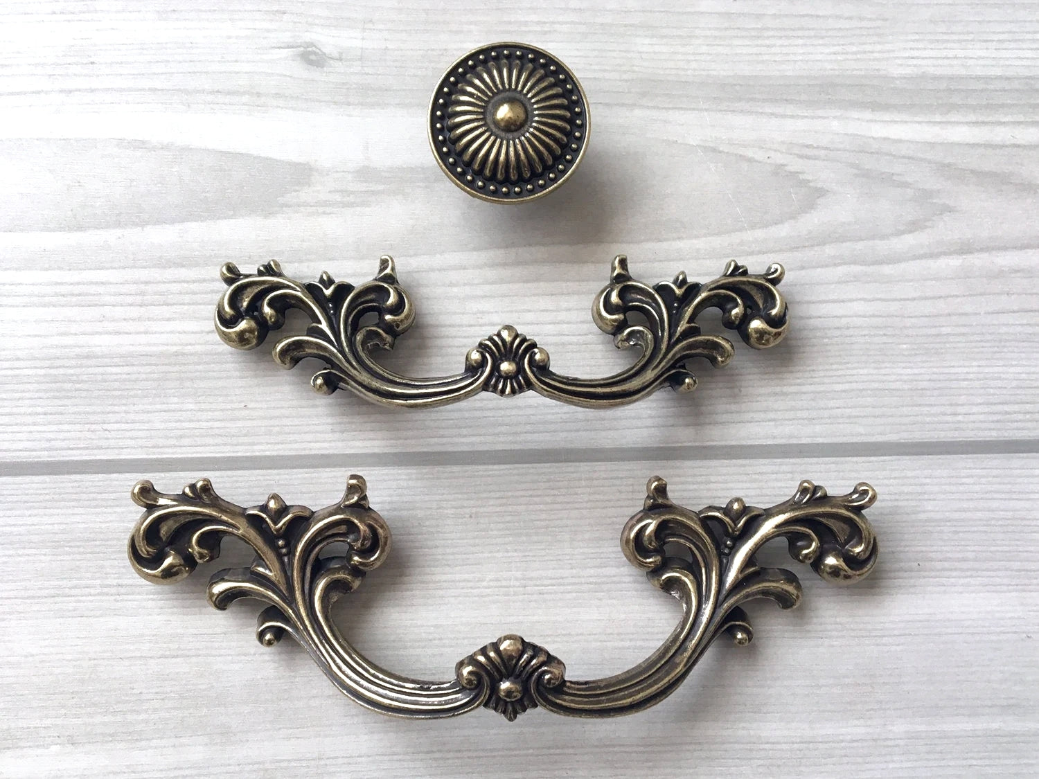 French Provincial Drawer Pull Antique Bronze - 2-3/8" 2.5" 3.75" - LynnsHardware