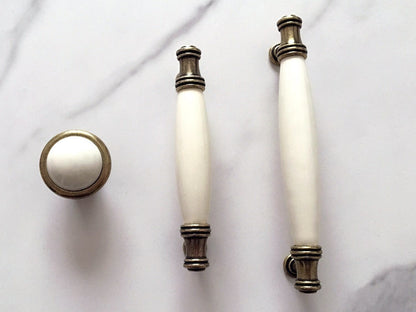 3.75" 5" Cream Ceramic Cabinet Pull Handles