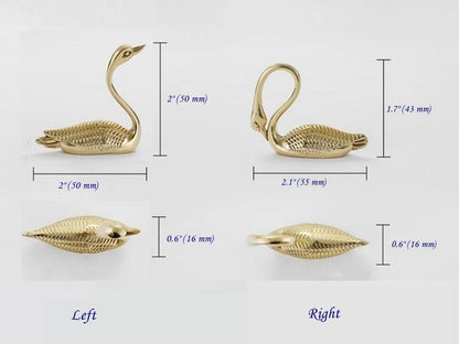 Swan Brass Knobs, Polished Gold, Cabinet Hardware