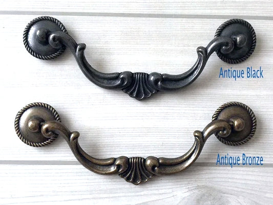 5.5" Vintage Look Swing Handles, Bail Drawer Pull, Antique Bronze Black