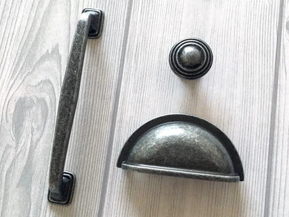 Antique Pewter Cup Drawer Pulls, Cabinet Handles, Kitchen Hardware