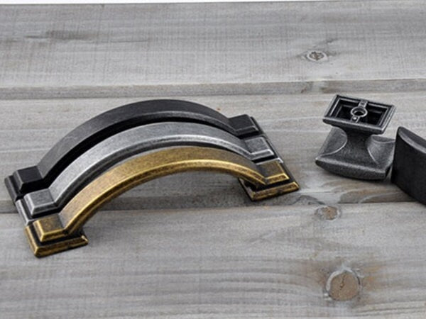 3" Bow Drawer Pull & Rectangular Knob - Rustic/Industrial