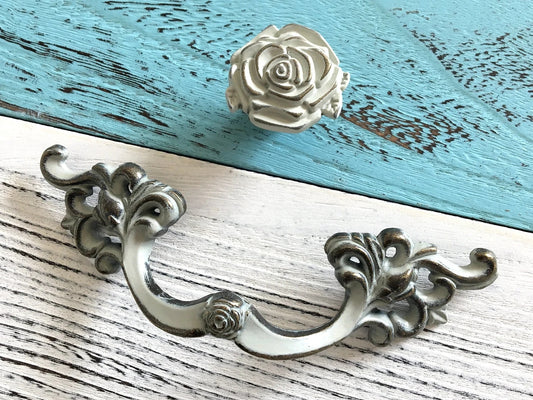 3.25" Drawer Pulls Handles Dresser Pull Vanity Handle, Antique Bronze Distressed White