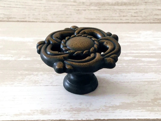 4.5" Vintage Style Antique Gold Brass Drop Bail Drawer Pull and Cabinet Knob