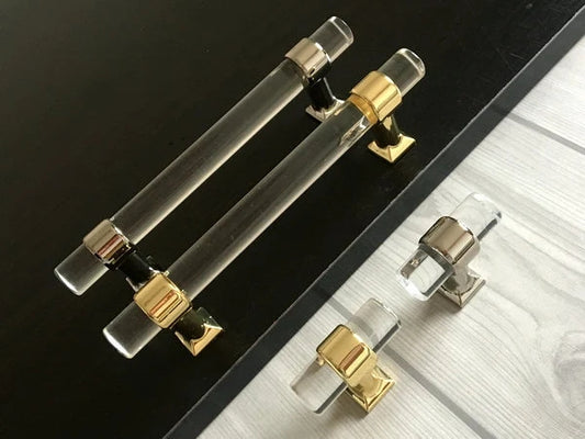 4" 4.25" 4.5" 4.75" Centers, Acrylic Drawer Pull Handles, Lucite Cabinet Hardware