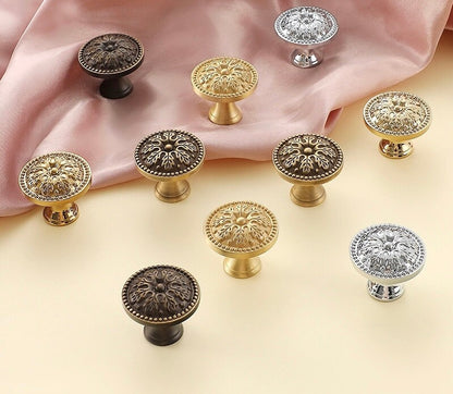 Floral Brass Knobs, Flower Cabinet Pulls, Gold Silver Bronze