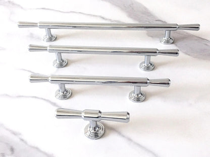 Polished Chrome Cabinet Handles, Drawer Bar Pulls, Contemporary Kitchen Hardware