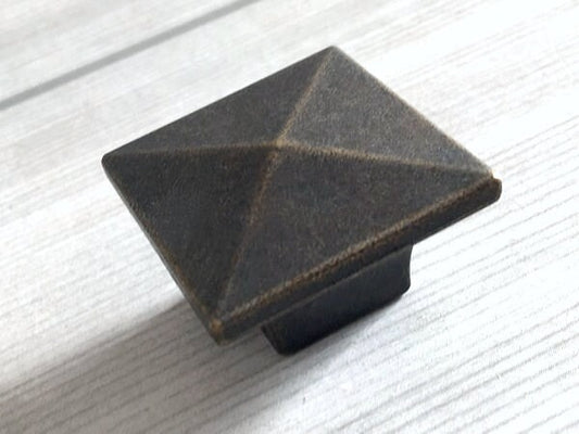 3.5" 3.75" 5.5" Vintage Style Drop Bail Drawer Pulls with Square Cabinet Knob, Antique Bronze
