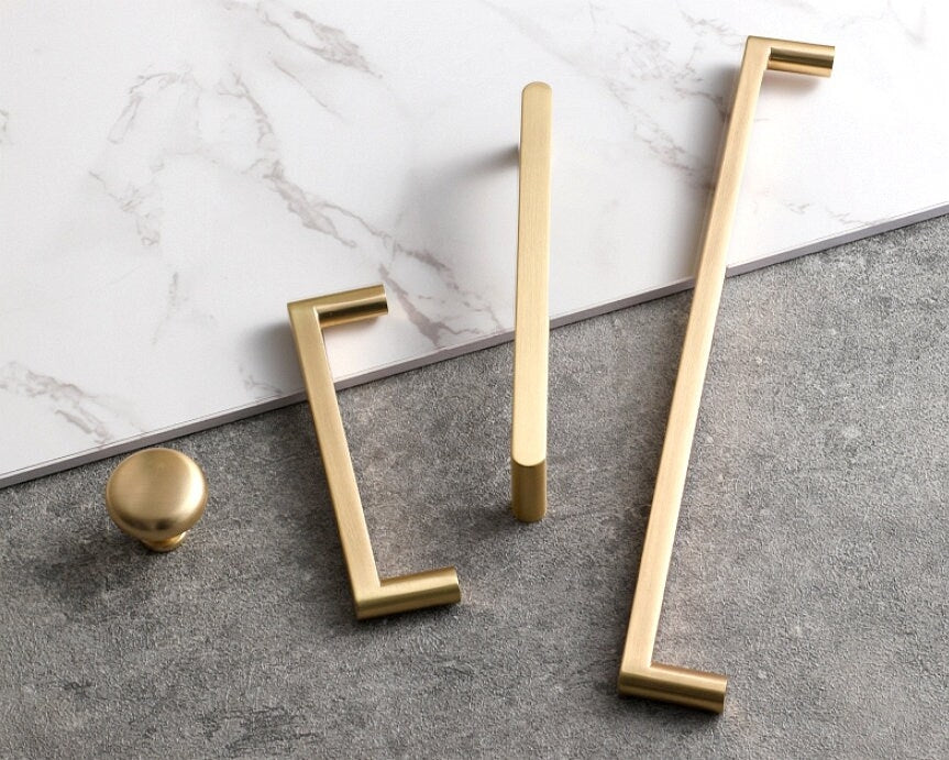 Gold Cabinet Pulls, Drawer Handles, Mid Century Modern Kitchen Hardware