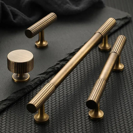 Fluted Antique Bronze Cabinet Bar Pulls - 3.75" to 8.8"