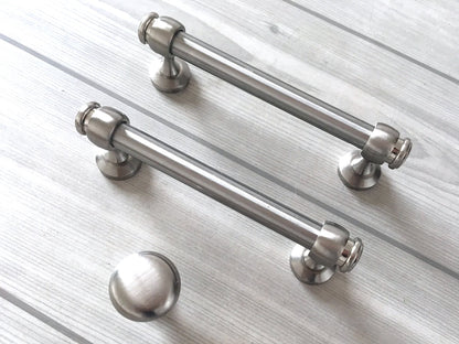 3" 3.25" Centers, Drawer Pulls, Cabinet Handles, Brushed Nickel, 76 mm Holes