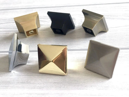 Square Cabinet Knobs, Modern Kitchen Hardware, Gold Nickel Bronze Chrome Black