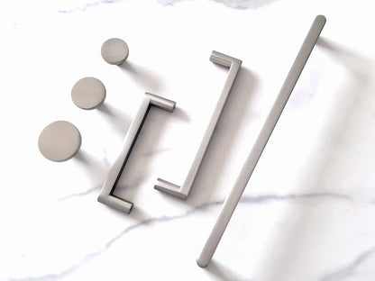 Minimalist Nickel Cabinet Handles, Cup Drawer Pulls, Kitchen Hardware