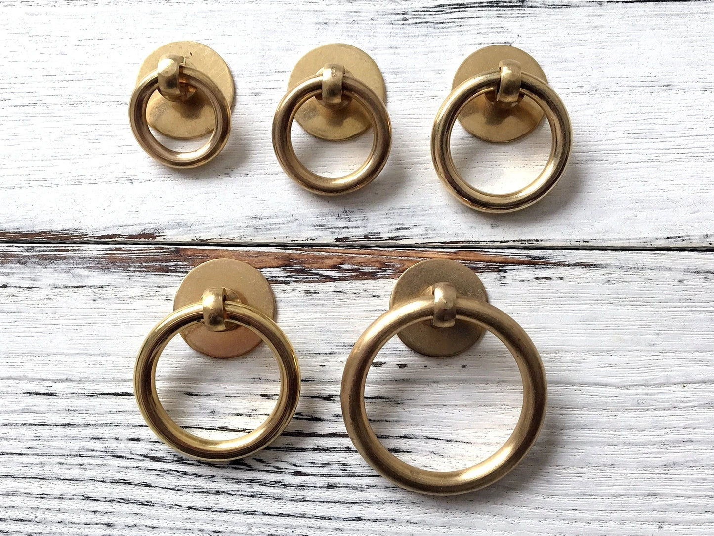 Multiple Sizes Drop Ring Pulls, Antique Bronze/Unlaquered Brass