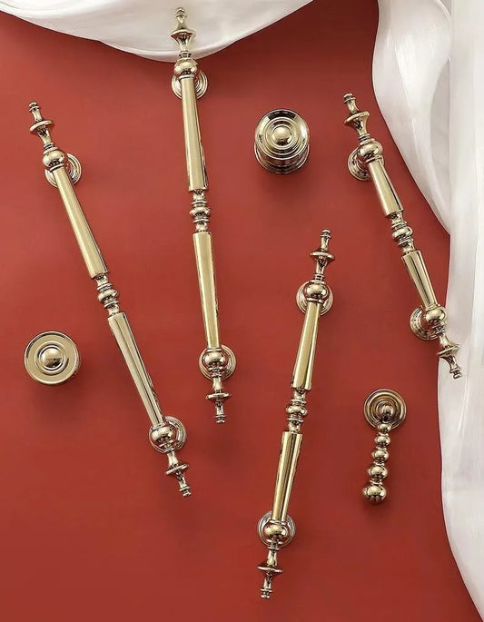 Polished Brass Cabinet Bar Pulls European Style Luxury Shiny Gold