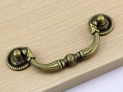 2.5" 3.75" 5" Drawer Pulls, Single Drop Knob, Swing Bail Handle, Antique Bronze