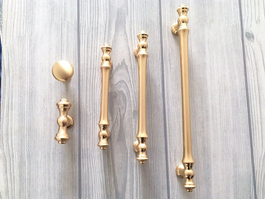 Brushed Gold Cabinet Pulls, Kitchen Hardware, 96 128 192 mm Centers