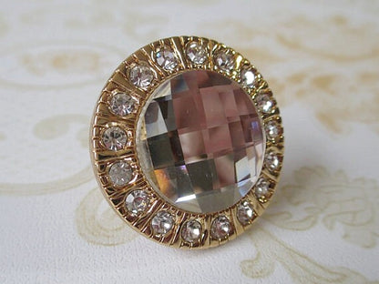 Gold Silver Glass Crystal Dresser Drawer Knob, Cabinet Pull, Shiny Clear Diamond Cut