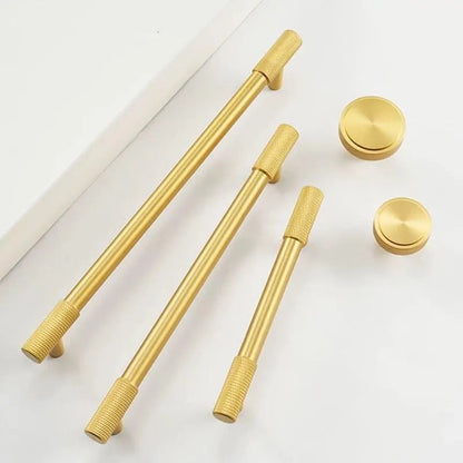 Knurled Brass Cabinet Bar Pulls in Matte Black, Antique Bronze & Brushed Gold