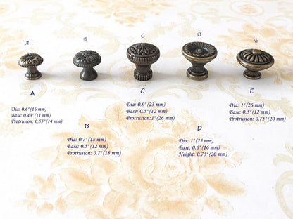 Antique Bronze Drawer Knob, Cabinet Pulls Hardware, Vintage Look