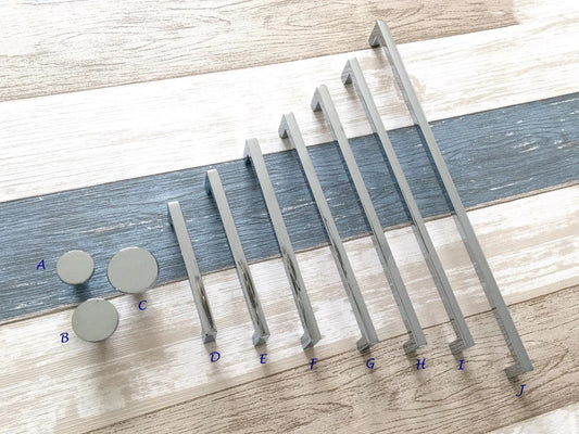 Slim Square Cabinet Pulls, Circle Drawer Knobs, Polished Chrome, Modern Kitchen Hardware