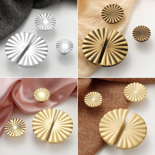 Modern Sunburst Semicircle Cabinet Pulls, Solid Brass, Half Circle, Mid Century Modern Kitchen Hardware