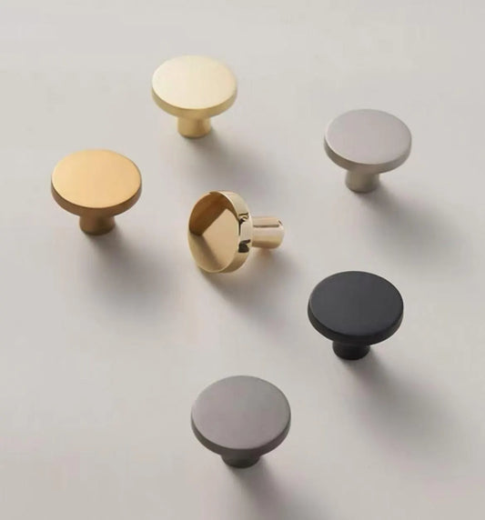 Disc Cabinet Knobs, Drawer Pulls, Gold Chrome Nickel Bronze Black Gray, Kitchen Hardware