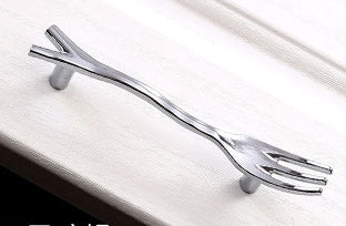 3" Cutlery Kitchen Cabinet Door Handle, Spoon Fork Knife, Antique Bronze Silver