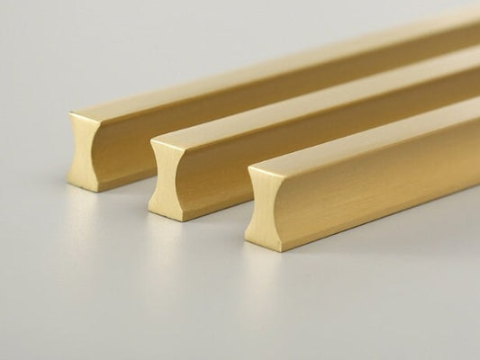Solid Brass Cabinet Pulls, Simple Minimalism, Brushed Gold, Kitchen Hardware