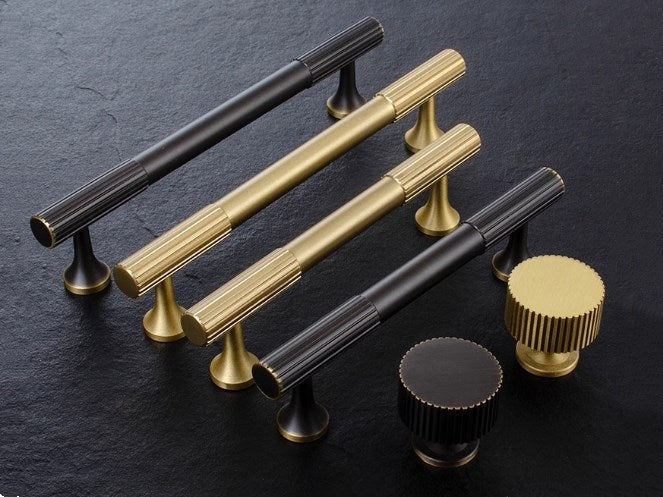 Brass Fluted Cabinet Bar Pull & Knob - 3.75" to 8.8"
