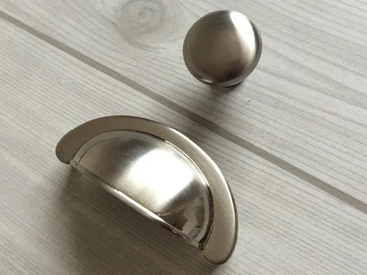 2-3/4" Brushed Nickel Cup Drawer Pull Cabinet Knob 2.75 Inch 70 mm Centers