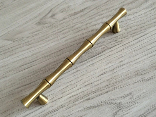 2.5" 3.75" 5" Bamboo Drawer Pull Cabinet Handle Brushed Bronze