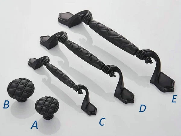 Contemporary Black Kitchen Cabinet Handle - 96 128 160 mm